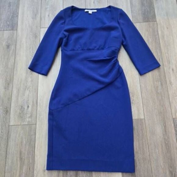DVF blue Lillian Dress Diane Von Furstenburg cobalt sheath dress size 8 midi - Picture 1 of 11
